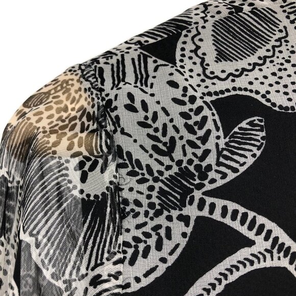 Veronica Beard Black and White Chiffon sheer Long Sleeve floral Silk Mini dress - Picture 8 of 16